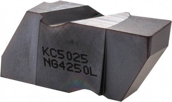 Kennametal - 4250NG Grade KC5025, 6.35mm Cutting Width Carbide Grooving Insert - 6.35mm Max Depth of Cut, Left Hand, 0.57mm Corner Radius, TiAlN Finish - Exact Tool & Supply