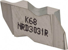 Kennametal - 3031NRD Grade K68, 1.58mm Cutting Width Carbide Grooving Insert - 3.18mm Max Depth of Cut, Right Hand, 0.79mm Corner Radius, Uncoated - Exact Tool & Supply