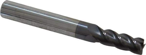 Accupro - 9/32", 3/4" LOC, 5/16" Shank Diam, 2-1/2" OAL, 4 Flute, Solid Carbide Square End Mill - Single End, AlTiN Finish, Spiral Flute, 40° Helix, Centercutting, Right Hand Cut, Right Hand Flute - Exact Tool & Supply