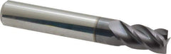 Accupro - 19/64", 1/2" LOC, 5/16" Shank Diam, 2" OAL, 4 Flute, Solid Carbide Square End Mill - Single End, AlTiN Finish, Spiral Flute, 40° Helix, Centercutting, Right Hand Cut, Right Hand Flute - Exact Tool & Supply