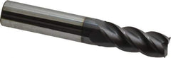 Accupro - 27/64", 1" LOC, 7/16" Shank Diam, 2-3/4" OAL, 4 Flute, Solid Carbide Square End Mill - Single End, AlTiN Finish, Spiral Flute, 40° Helix, Centercutting, Right Hand Cut, Right Hand Flute - Exact Tool & Supply