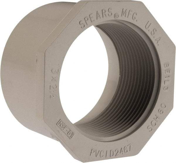 Value Collection - 3 x 2-1/2" PVC Plastic Pipe Bushing - Schedule 40, Spig x FIPT End Connections - Exact Tool & Supply