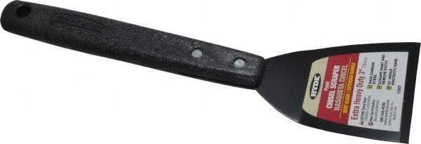 Hyde Tools - Stiff Carbon Steel Bent Chisel - 3" Blade Width x 4-1/2" Blade Length, 8" Long Polypropylene Handle - Exact Tool & Supply