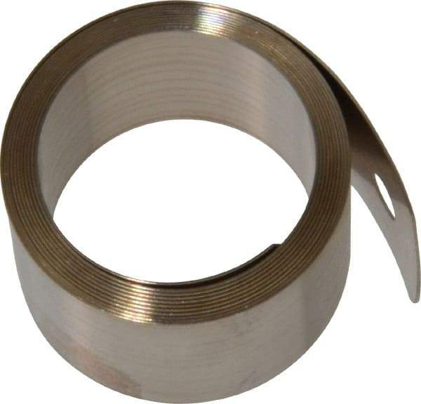 Gardner Spring - 0.012" Thick x 38" Long, 5 Lb Capacity Constant Force Spring - 0.81" Wide, 1.02" ID of Reflection, 1.84" Initial Extension, 0.187" End Hole Diam - Exact Tool & Supply