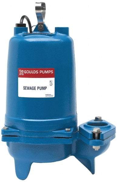 Goulds Pumps - 1 hp, 230 Amp Rating, 230 Volts, Capacitor Start Operation, Sewage Pump - 1 Phase, Cast Iron Housing - Exact Tool & Supply