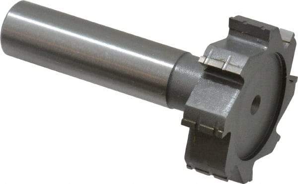 Made in USA - 1-3/8" Diam x 3/8" Face Width, Carbide-Tipped, 8 Teeth, Shank Connection Woodruff Keyseat Cutter - Uncoated, 2-3/8" OAL x 1/2" Shank, Straight Teeth, ANSI 1211, Old Standard F - Exact Tool & Supply