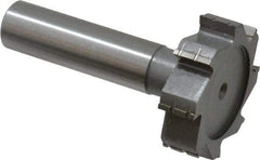 Made in USA - 1-3/8" Diam x 3/8" Face Width, Carbide-Tipped, 8 Teeth, Shank Connection Woodruff Keyseat Cutter - Uncoated, 2-3/8" OAL x 1/2" Shank, Straight Teeth, ANSI 1211, Old Standard F - Exact Tool & Supply