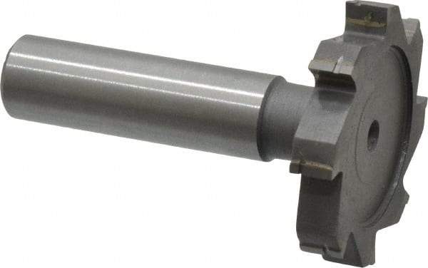 Made in USA - 1-1/2" Diam x 1/4" Face Width, Carbide-Tipped, 8 Teeth, Shank Connection Woodruff Keyseat Cutter - Uncoated, 2-1/4" OAL x 1/2" Shank, Straight Teeth, ANSI 812, Old Standard 24 - Exact Tool & Supply