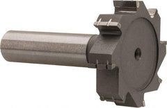 Made in USA - 1-1/2" Diam x 3/8" Face Width, Carbide-Tipped, 8 Teeth, Shank Connection Woodruff Keyseat Cutter - Uncoated, 2-3/8" OAL x 1/2" Shank, Straight Teeth, ANSI 1212, Old Standard G - Exact Tool & Supply