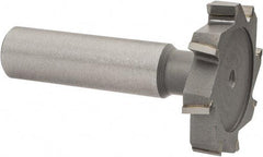 Made in USA - 1-3/8" Diam x 1/4" Face Width, Carbide-Tipped, 8 Teeth, Shank Connection Woodruff Keyseat Cutter - Uncoated, 2-1/4" OAL x 1/2" Shank, Staggered Teeth, ANSI 811, Old Standard 22 - Exact Tool & Supply