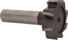 Made in USA - 1-3/8" Diam x 3/8" Face Width, Carbide-Tipped, 8 Teeth, Shank Connection Woodruff Keyseat Cutter - Uncoated, 2-3/8" OAL x 1/2" Shank, Staggered Teeth, ANSI 1211, Old Standard F - Exact Tool & Supply