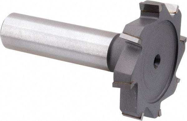 Made in USA - 1-1/2" Diam x 1/4" Face Width, Carbide-Tipped, 8 Teeth, Shank Connection Woodruff Keyseat Cutter - Uncoated, 2-1/4" OAL x 1/2" Shank, Staggered Teeth, ANSI 812, Old Standard 24 - Exact Tool & Supply