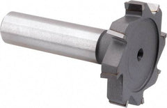 Made in USA - 1-1/2" Diam x 1/4" Face Width, Carbide-Tipped, 8 Teeth, Shank Connection Woodruff Keyseat Cutter - Uncoated, 2-1/4" OAL x 1/2" Shank, Staggered Teeth, ANSI 812, Old Standard 24 - Exact Tool & Supply