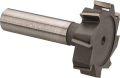 Made in USA - 1-1/2" Diam x 3/8" Face Width, Carbide-Tipped, 8 Teeth, Shank Connection Woodruff Keyseat Cutter - Uncoated, 2-3/8" OAL x 1/2" Shank, Staggered Teeth, ANSI 1212, Old Standard G - Exact Tool & Supply