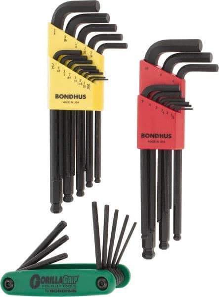 Bondhus - 30 Piece T9 to T40 Protanium Assortment Torx/Hex Combo Key Set - T9, T10, T15, T20, T25, T27, T35, T40 Torx Size - Exact Tool & Supply