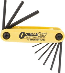 Bondhus - 9 Piece Fold-Up Hex Key Set - Hex Range 0.05 to 3/16" - Exact Tool & Supply
