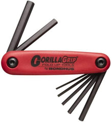 Bondhus - 7 Piece Fold-Up Hex Key Set - Hex Range 1.5 to 6mm - Exact Tool & Supply