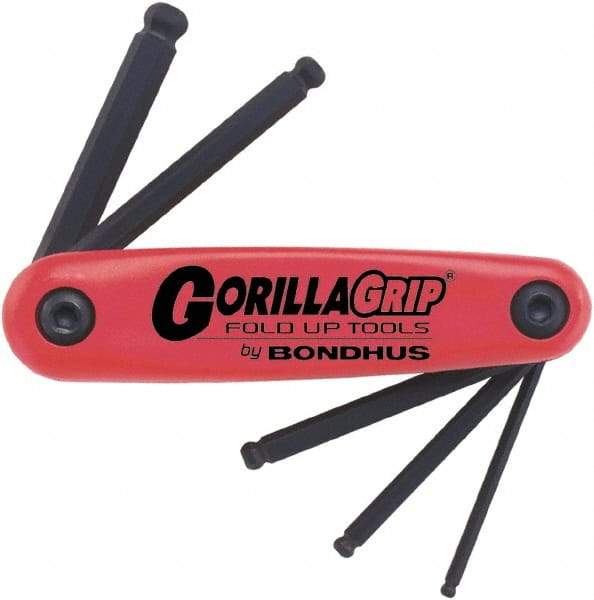 Bondhus - 5 Piece Fold-Up Hex Key Set - Hex Range 5 to 10mm - Exact Tool & Supply