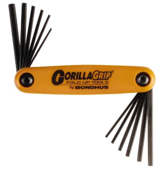 Bondhus - 12 Piece Fold-Up Hex Key Set - Hex Range 5/64 to 5/32" - Exact Tool & Supply