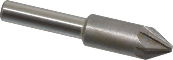 Interstate - 3/8" Head Diam, 1/4" Shank Diam, 6 Flute 60° High Speed Steel Countersink - Exact Tool & Supply