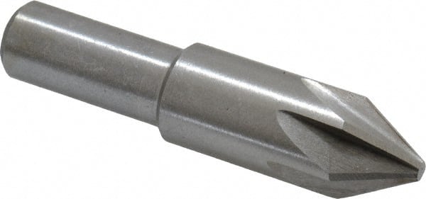 Interstate - 5/8" Head Diam, 1/2" Shank Diam, 6 Flute 60° High Speed Steel Countersink - Exact Tool & Supply