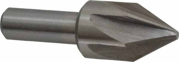 Interstate - 7/8" Head Diam, 1/2" Shank Diam, 6 Flute 60° High Speed Steel Countersink - Exact Tool & Supply