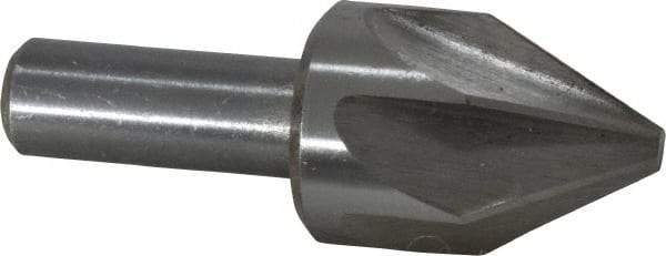 Interstate - 1" Head Diam, 1/2" Shank Diam, 6 Flute 60° High Speed Steel Countersink - Bright Finish, 2-3/4" OAL, Single End, Straight Shank, Right Hand Cut - Exact Tool & Supply