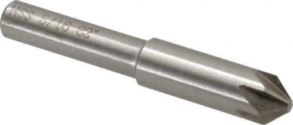 Interstate - 5/16" Head Diam, 1/4" Shank Diam, 6 Flute 82° High Speed Steel Countersink - Exact Tool & Supply
