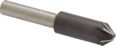 Interstate - 3/8" Head Diam, 1/4" Shank Diam, 6 Flute 82° High Speed Steel Countersink - Bright Finish, 2" OAL, Single End, Straight Shank, Right Hand Cut - Exact Tool & Supply
