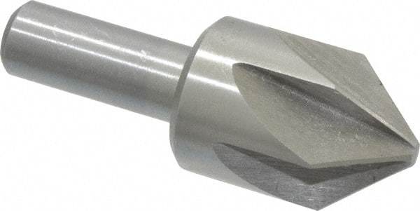 Interstate - 1" Head Diam, 1/2" Shank Diam, 6 Flute 82° High Speed Steel Countersink - Bright Finish, 2-3/4" OAL, Single End, Straight Shank, Right Hand Cut - Exact Tool & Supply
