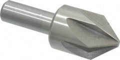 Interstate - 1" Head Diam, 1/2" Shank Diam, 6 Flute 82° High Speed Steel Countersink - Bright Finish, 2-3/4" OAL, Single End, Straight Shank, Right Hand Cut - Exact Tool & Supply