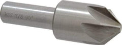 Interstate - 7/8" Head Diam, 1/2" Shank Diam, 6 Flute 90° High Speed Steel Countersink - Bright Finish, 2-3/4" OAL, Single End, Straight Shank, Right Hand Cut - Exact Tool & Supply