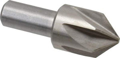 Interstate - 1-1/4" Head Diam, 3/4" Shank Diam, 6 Flute 90° High Speed Steel Countersink - Bright Finish, 3-3/8" OAL, Single End, Straight Shank, Right Hand Cut - Exact Tool & Supply
