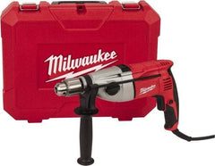 Milwaukee Tool - 120 Volt 1/2" Keyed Chuck Electric Hammer Drill - 0 to 20,000 & 0 to 40,000 BPM, 0 to 1,350 & 0 to 2,500 RPM, Reversible - Exact Tool & Supply