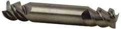 Accupro - 1/4", 3/8" LOC, 1/4" Shank Diam, 2-1/2" OAL, 3 Flute, Solid Carbide Square End Mill - Double End, Uncoated, Spiral Flute, 60° Helix, Centercutting, Right Hand Cut, Right Hand Flute - Exact Tool & Supply