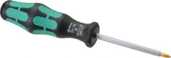 Wera - #0, 5-1/2" OAL, Standard Phillips Screwdriver - 2-3/8" Blade Length, Hexagon Shank, Ergonomic Handle - Exact Tool & Supply