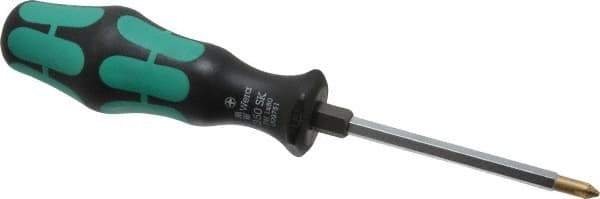 Wera - #1, 7" OAL, Standard Phillips Screwdriver - 3-1/8" Blade Length, Hexagon Shank, Ergonomic Handle - Exact Tool & Supply