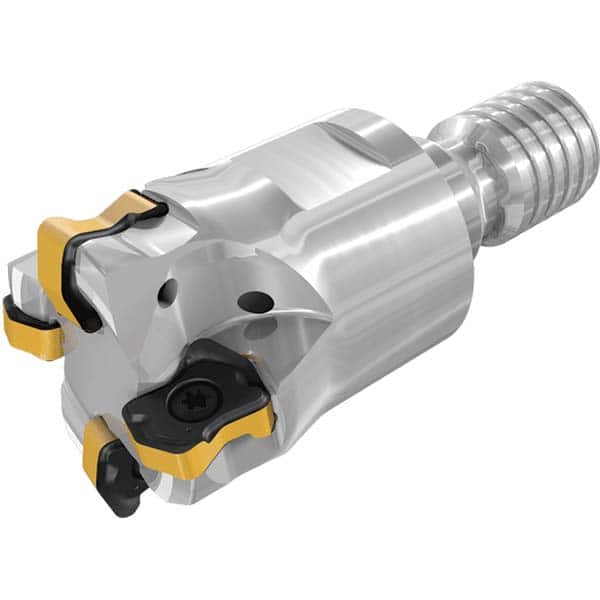 Iscar - Indexable High-Feed End Mills; Cutting Diameter (mm): 12.60 ; Maximum Depth of Cut (mm): 0.80 ; Shank Type: Modular Connection ; Modular Connection Size: M10 ; Number of Cutter Inserts: 3 ; Insert Style: FFX4 - Exact Tool & Supply