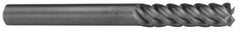 Accupro - 1", 5 Flute, Single End, Solid Carbide, 0.09" Corner Radius End Mill - 6" OAL, 45° Helix, Right Hand Flute, 3-1/4" LOC, Right Hand Cut - Exact Tool & Supply