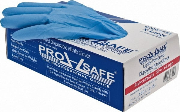 PRO-SAFE - Size XL, 5 mil, Industrial Grade, Powdered Nitrile Disposable Gloves - Exact Tool & Supply