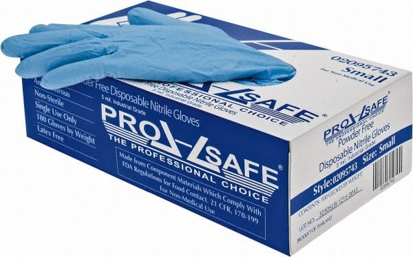 PRO-SAFE - Size S, 5 mil, Industrial Grade, Powder Free Nitrile Disposable Gloves - Exact Tool & Supply