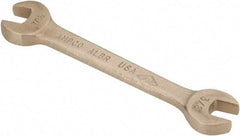 Ampco - 3/8" x 7/16" Nonsparking Open End Wrench - 5" OAL, Double End, Plain Finish, 15° Head Angle - Exact Tool & Supply