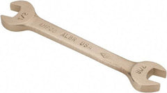 Ampco - 7/16" x 1/2" Nonsparking Open End Wrench - 5" OAL, Double End, Plain Finish, 15° Head Angle - Exact Tool & Supply