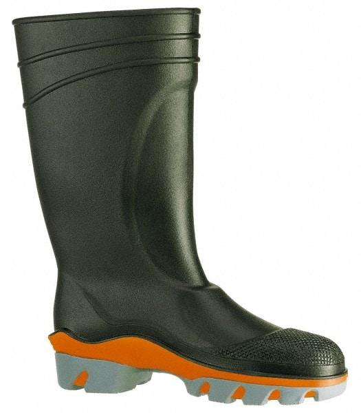 Dunlop Protective Footwear - Men's Size 6 Medium Width Plain Knee Boot - Black, PVC Upper, 15" High, Chemical Resistant, Waterproof - Exact Tool & Supply