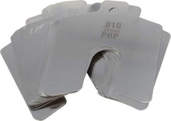 Value Collection - 20 Piece, 2 Inch Long x 2 Inch Wide x 0.01 Inch Thick, Slotted Shim Stock - Stainless Steel, 5/8 Inch Wide Slot - Exact Tool & Supply