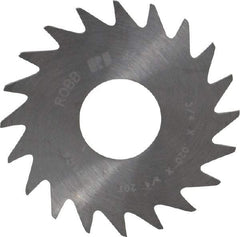 RobbJack - 3/4" Diam x 0.02" Blade Thickness x 1/4" Arbor Hole Diam, 20 Tooth Slitting and Slotting Saw - Arbor Connection, Right Hand, Uncoated, Solid Carbide, Concave Ground - Exact Tool & Supply