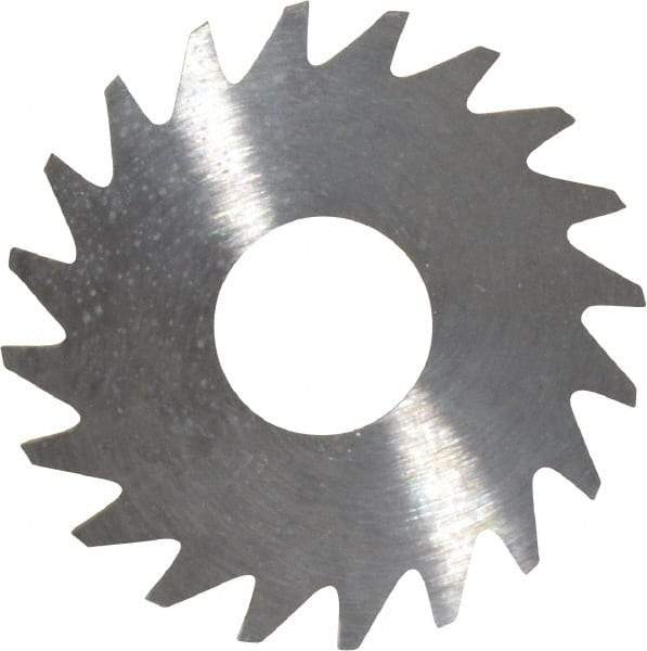 RobbJack - 3/4" Diam x 0.025" Blade Thickness x 1/4" Arbor Hole Diam, 20 Tooth Slitting and Slotting Saw - Arbor Connection, Right Hand, Uncoated, Solid Carbide, Concave Ground - Exact Tool & Supply