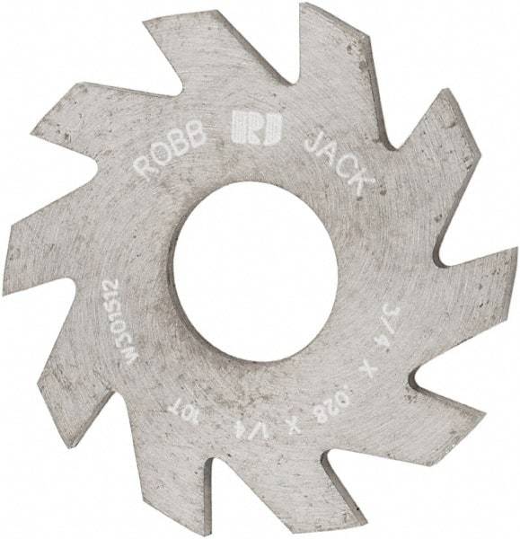 RobbJack - 3/4" Diam x 0.028" Blade Thickness x 1/4" Arbor Hole Diam, 10 Tooth Slitting and Slotting Saw - Arbor Connection, Right Hand, Uncoated, Solid Carbide, Concave Ground - Exact Tool & Supply