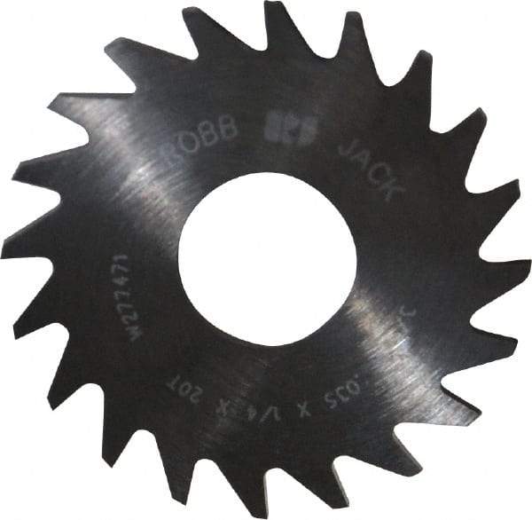 RobbJack - 3/4" Diam x 0.035" Blade Thickness x 1/4" Arbor Hole Diam, 20 Tooth Slitting and Slotting Saw - Arbor Connection, Right Hand, Uncoated, Solid Carbide, Concave Ground - Exact Tool & Supply