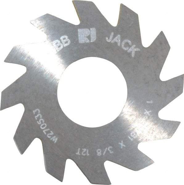 RobbJack - 1" Diam x 0.0781" Blade Thickness x 3/8" Arbor Hole Diam, 12 Tooth Slitting and Slotting Saw - Arbor Connection, Right Hand, Uncoated, Solid Carbide, Concave Ground - Exact Tool & Supply